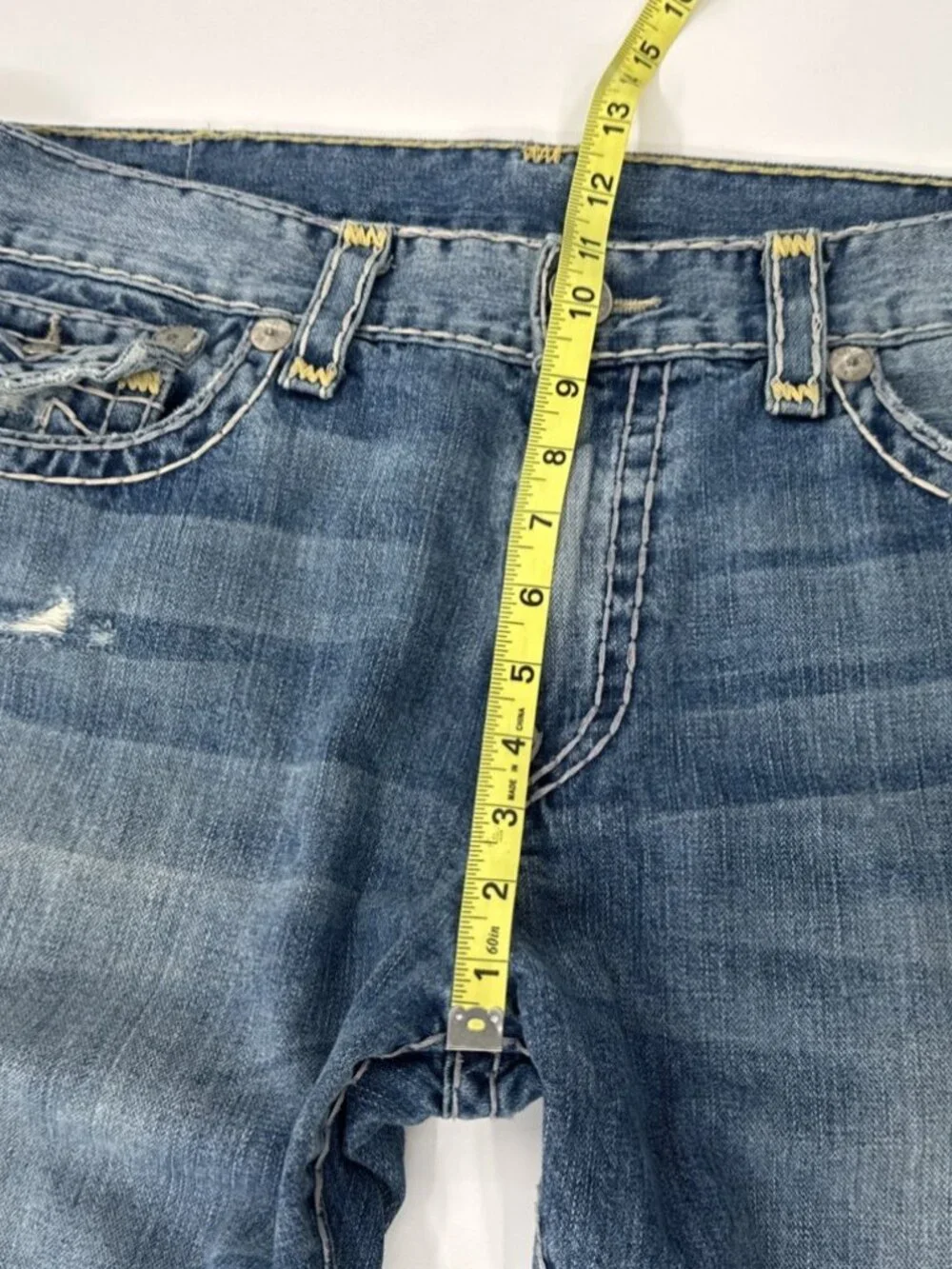 True Religion Ricky Jeans Mens 38x34 Denim Relaxed Straight Super T Flap Pockets